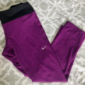 Women's M Nike Dri Fit Cropped Legging Purple Black Running Athleisure
